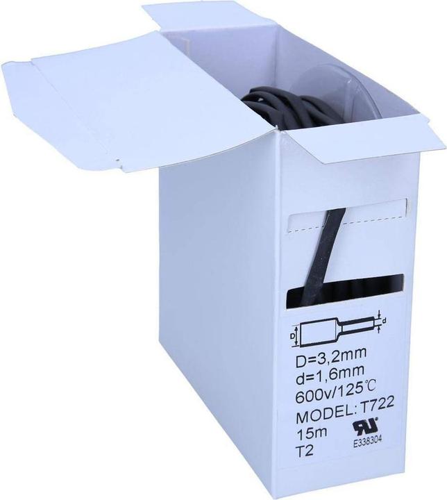 Actual product image Kalitec 15m heat shrink tubing black from 3.2mm to 1.6mm I 2:1 I Industrial quality from German dealer (1 x)