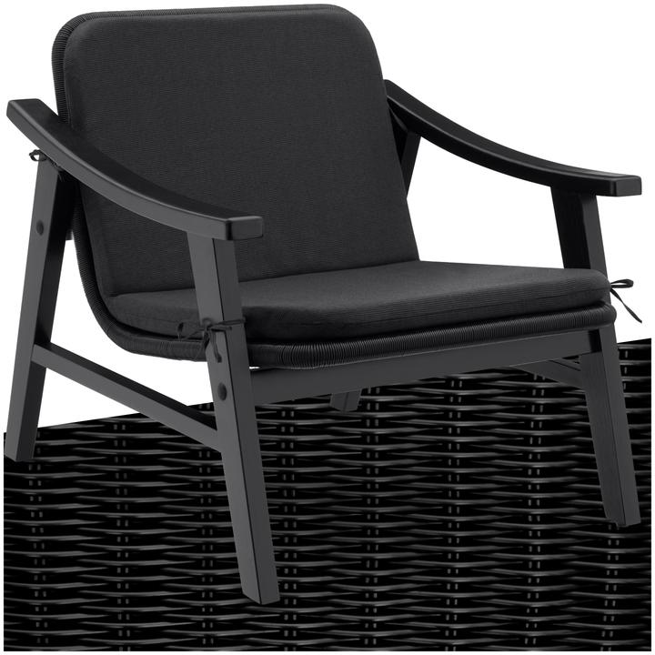 Produktbild tectake Rattan Stuhl Treviso, Holzgestell und Polsterauflage