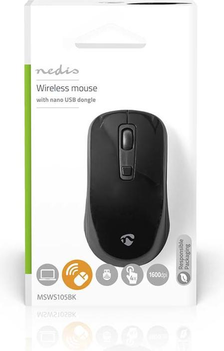 Produktbild Nedis Mouse Drahtlos 800 / 1200 / 1600 DPI Einstellbar DPI Anzahl Knöpfe: 4 Beidhändig (Kabellos)