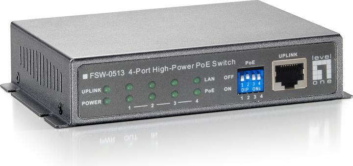 Produktbild LevelOne FSW-0513: 4Port PoE+, 100Mbps (5 Ports)