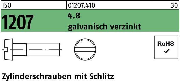 Produktbild Zylinderschraube ISO 1207 m.Schlitz M 3,5 x 10 4.8 galvanisch verzinkt (200 Schrauben pro Stück)