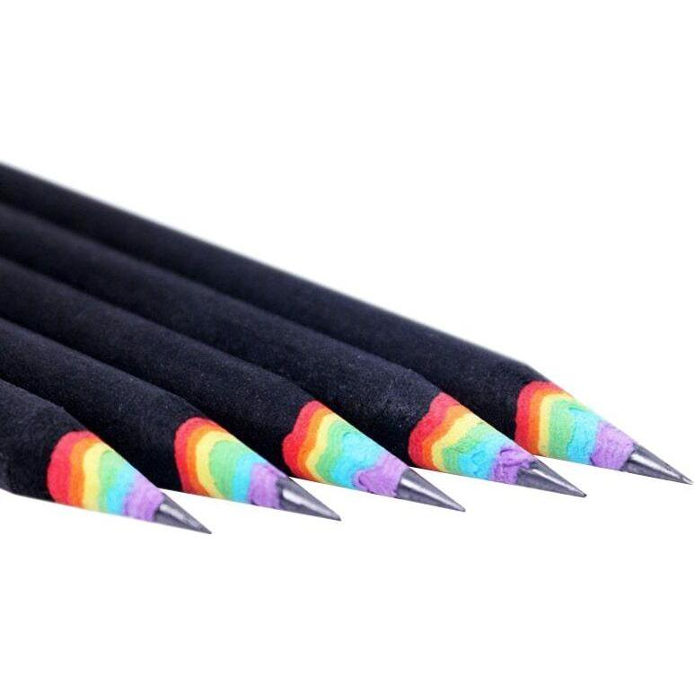 JTI, Bleistift, 10x Bleistifte mit Regenbogenfarben - Schwarz (173 mm, 2B, 1 x)