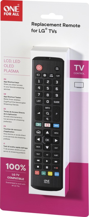 Image du produit One for All URC4911 - Télécommande de remplacement LG 2.0 (Télécommande spécifique à l'appareil, Infrarouge)