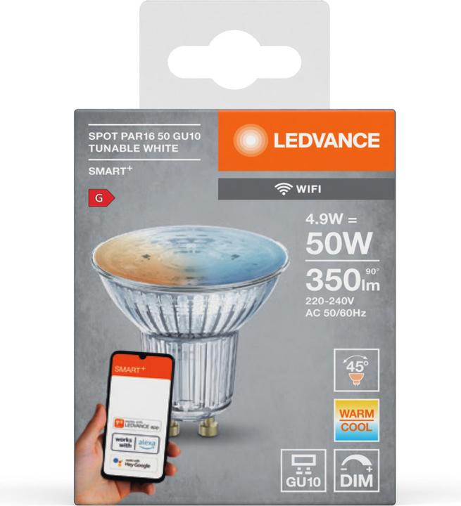 Actual product image Ledvance Smart+ Wifi Spot (GU10, 5 W, 350 lm, 1 x, G)