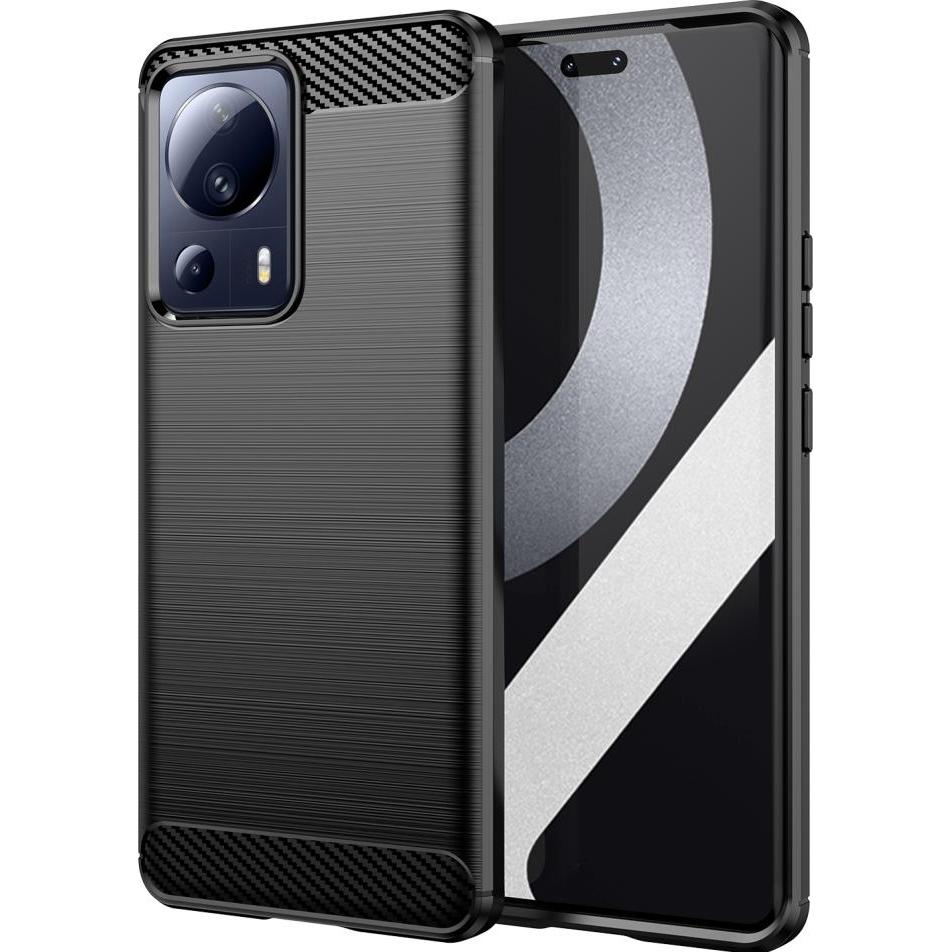 Screenguard Xiaomi 13 Lite Hülle Carbon Brushed Soft TPU (Xiaomi 13 Lite), Smartphone Hülle, Schwarz