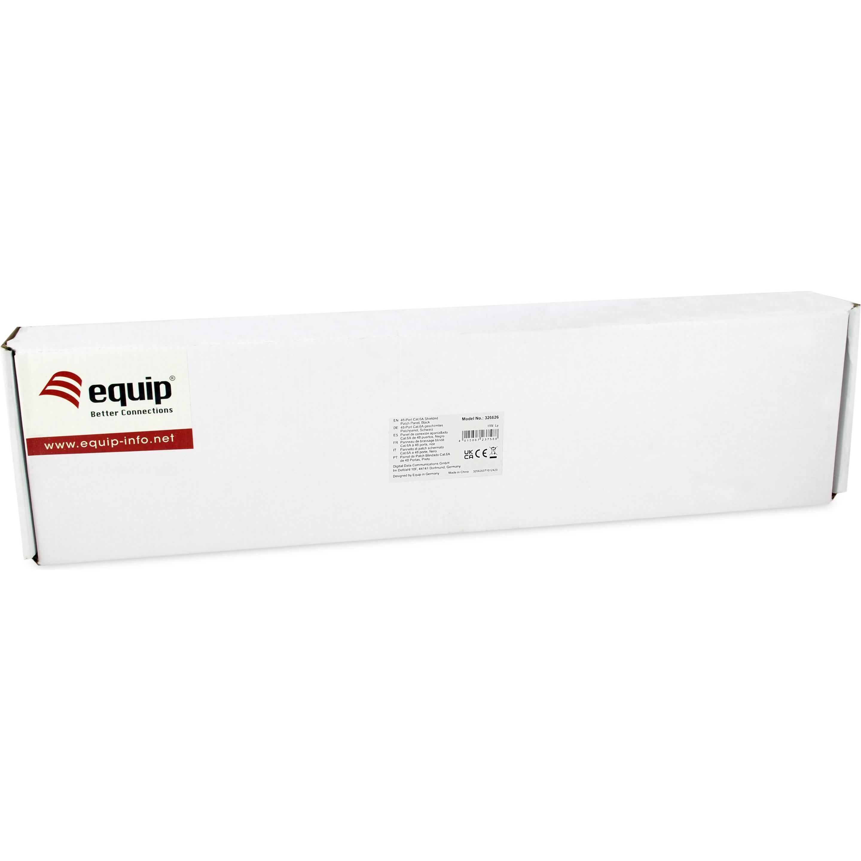 equip Patchpanel 48x RJ45 Cat6A 19" FTP 1HE Premium schwarz, Server Zubehör, Schwarz