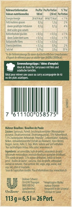 Valori nutrizionali e ingredienti Knorr Brodo di pollo