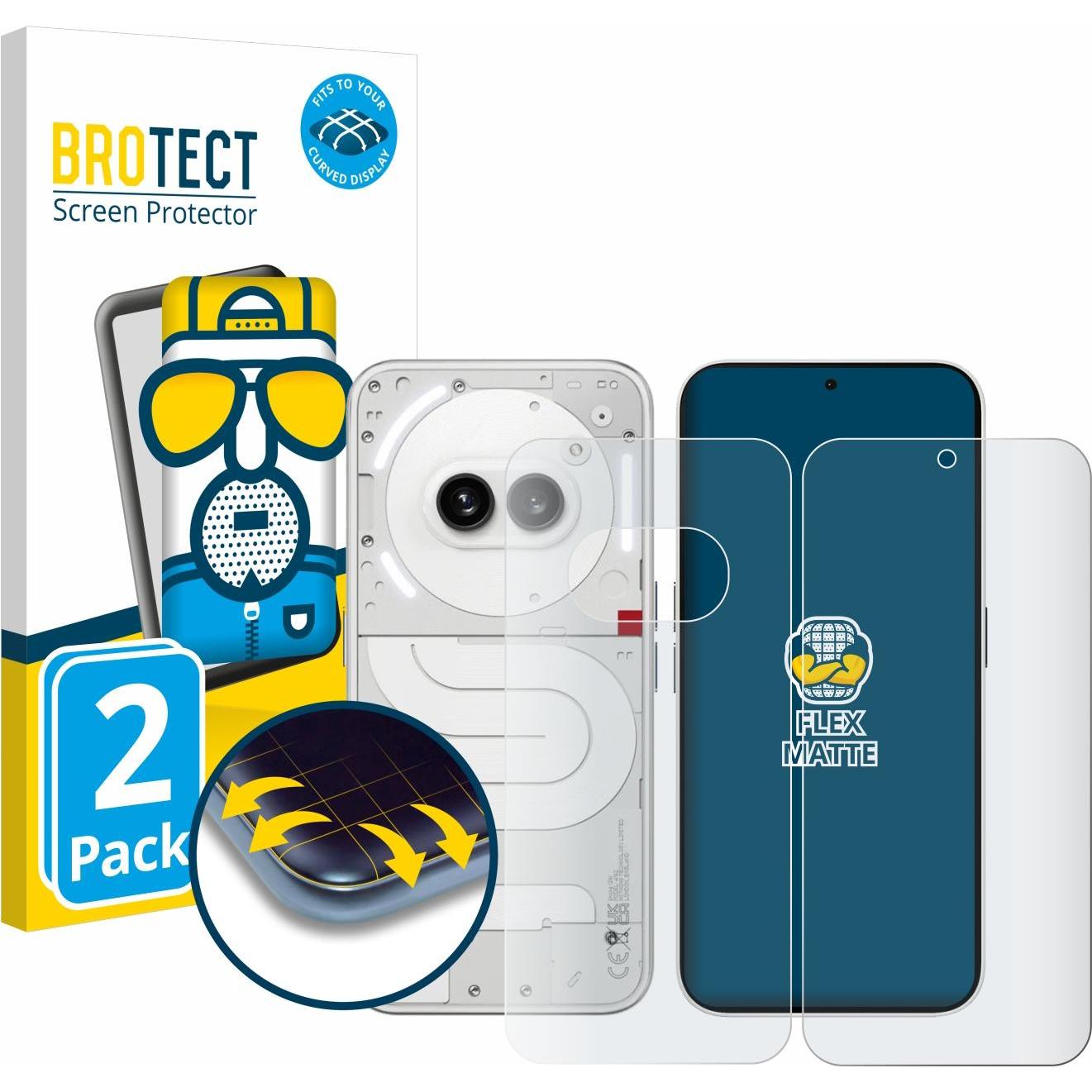 BROTECT Full-Screen Displayschutz Matt (2 Stück, Nothing Phone (2a)), Smartphone Schutzfolie, Grau