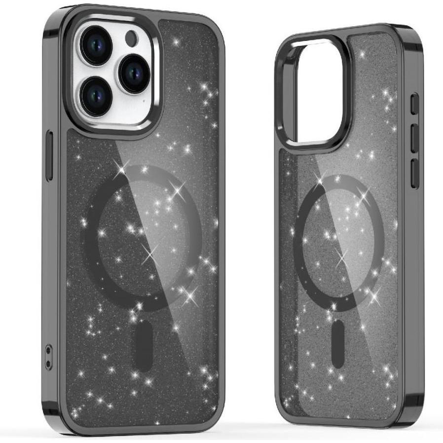 Hurtel Glitter Case MagSafe for iPhone 16 Pro Max - black with glitter (Apple iPhone 16 Pro Max), Smartphone Hülle, Schw...