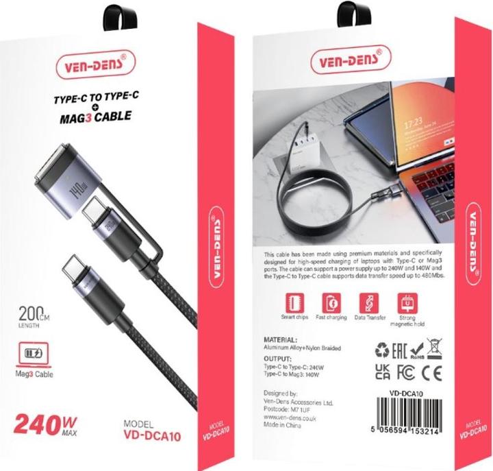 Produktbild Ven-Dens Flexible USB-C zu MagSafe 3 MacBook Charge Ladekabel 140W/240W (140 W)