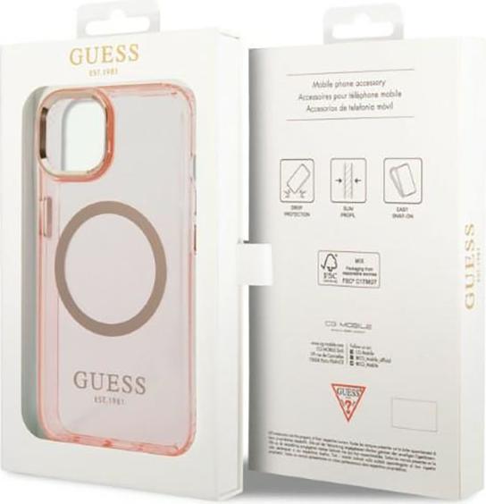 Produktbild Guess Translucent MagSafe Compatible Case für Apple iPhone 14 Plus - pink (Apple iPhone 14 Plus, Apple iPhone 15 Plus)