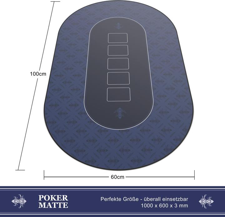 Produktbild CSL Pokermatte, grosse Schreibtischunterlage 1000x600mm, ovale Pokertischauflage für Kartenspiele, blau