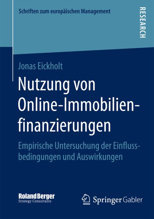 Produktbild Nutzung von Online-Immobilienfinanzierungen (Deutsch, Jonas Eickholt, 2015)