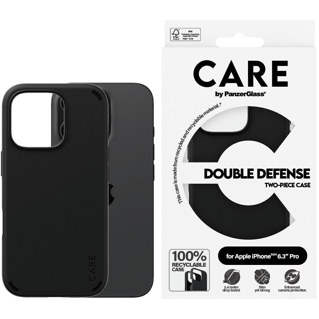 Thumbnail - PanzerGlass CARE by Feature Case Double Defense Schwarz iPhone '24 6.3" Pro (Apple iPhone 16 Pro), Smartphone Hülle, Sc...