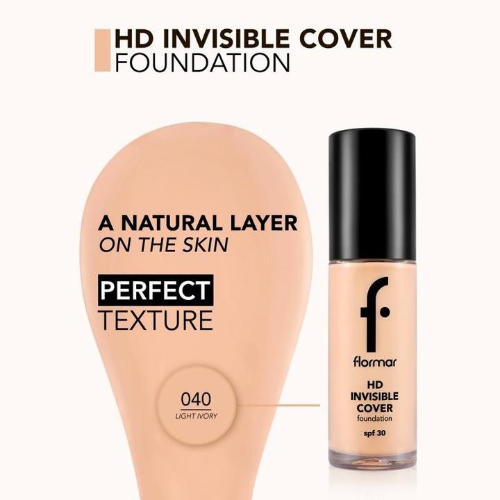 Immagine prodotto Flormar Fondotinta HD Invisible Cover 040 Avorio chiaro / 30 ml (040 Avorio chiaro)