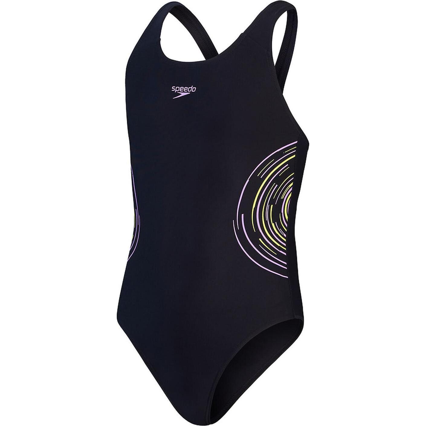 Speedo, Mädchen, Badeanzug, Placmement Muscleback, Schwarz, (116)