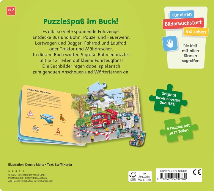 Produktbild Ravensburger Puzzle-Buch: Fahrzeuge (12 Teile)