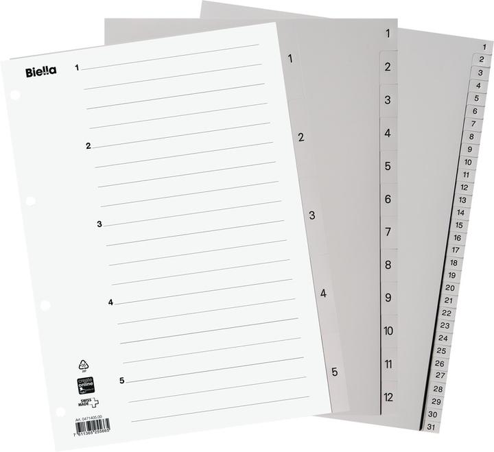 Produktbild Biella Register Vollformat aus PP, hellgrau, mit Indexblatt