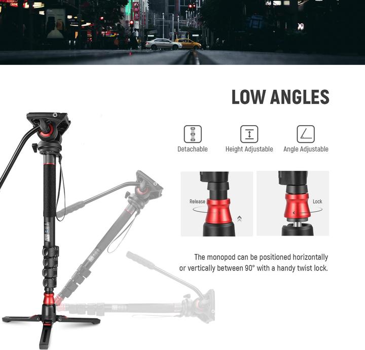 Actual product image Neewer Aluminum Alloy Monopod With Fluid Head (Metal)