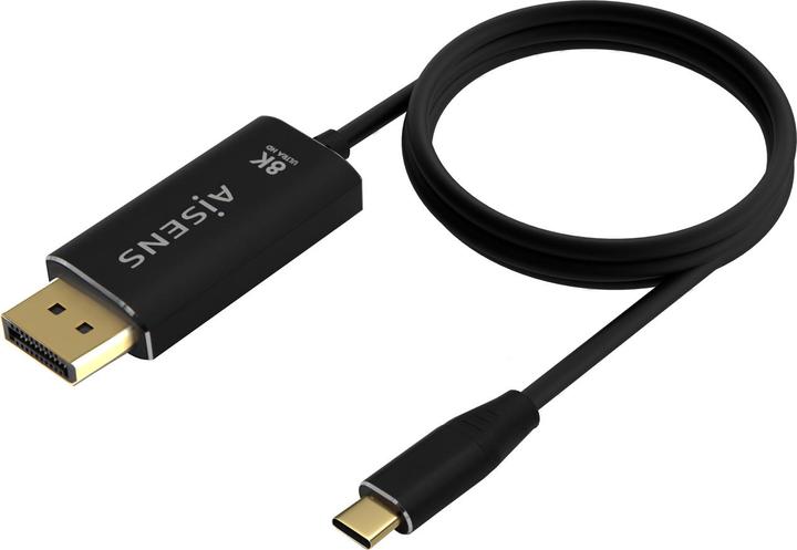Actual product image Aisens Aluminum USB-C to Displayport 8K@60Hz Converter Cable, USB-C/M-DP/M, Black, 1.8M