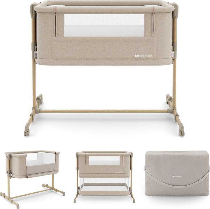 KinderKraft co-sleeping crib Nestee Grow 2 beige wood