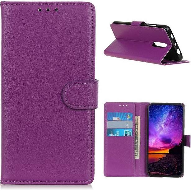 Thumbnail - MU Classic Litchi Leder Bookcover Series (Nokia 2.4), Smartphone Hülle, Violett