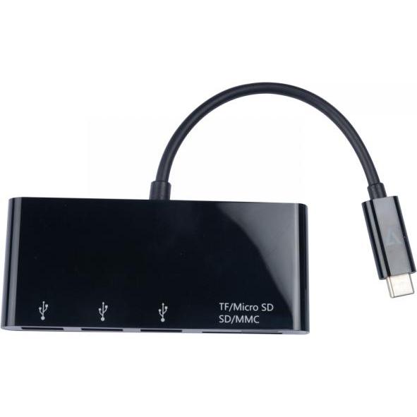 Thumbnail - V7 V7UC3U-HUB-BLK-1E (USB-C, 3 Ports), Dockingstation + USB Hub, Schwarz