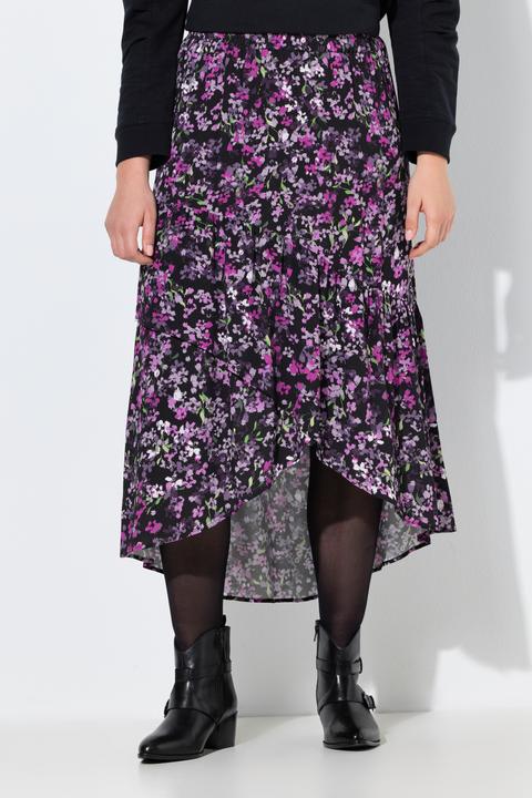 Produktbild Ulla Popken Maxirock, Blüten, A-Linie, Elastikbund, asymmetrisch (60)