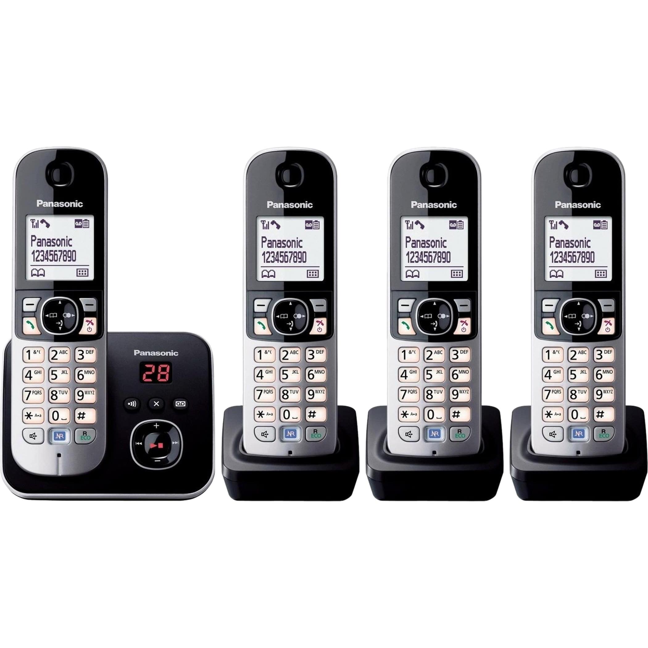 Panasonic KX-TG6824GB / DE, Telefon, Schwarz, Silber