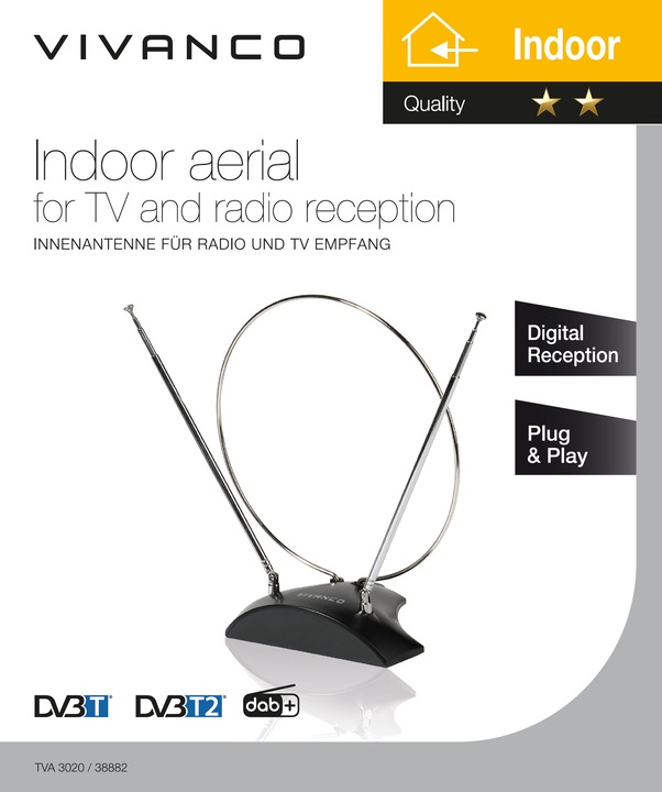 Actual product image Vivanco Tva 3020 (Indoor antenna, DVB-T / -T2, DAB/ DAB+)
