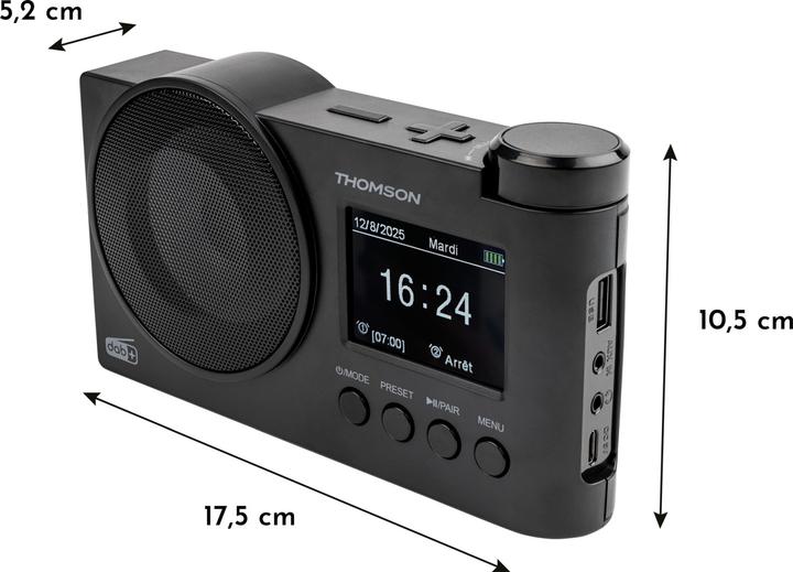 Image du produit Thomson RT400DAB DAB+ / FM Radio / BT - Noir (DAB+ DAB, FM, Bluetooth)