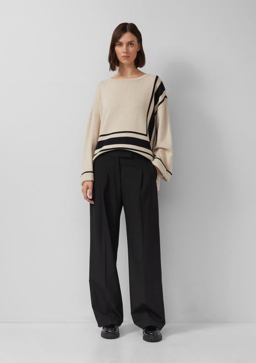 Produktbild s.Oliver Strickpullover Relaxed-Fit-Pullover aus Wollmix mit Streifen-Details (S)