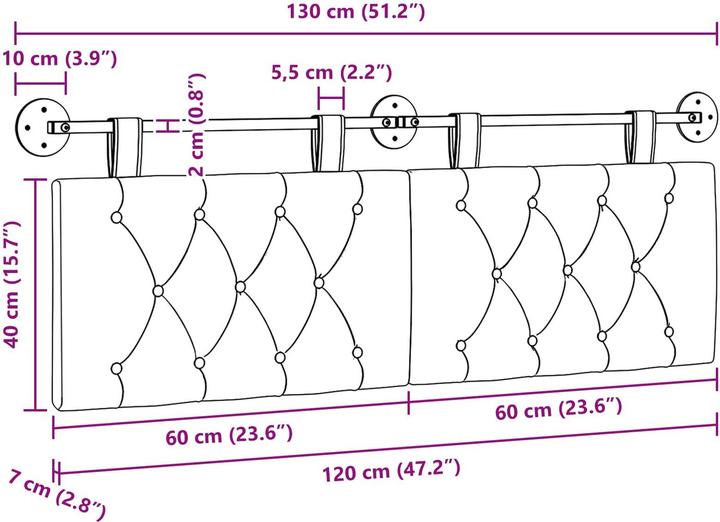 Actual product image vidaXL Modernes Kopfteil (130 x 7 x 7 cm)