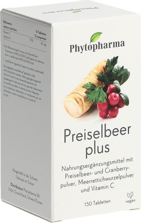 Produktbild Phytopharma Preiselbeer Plus (150 Stück, Tabletten, 106 g)