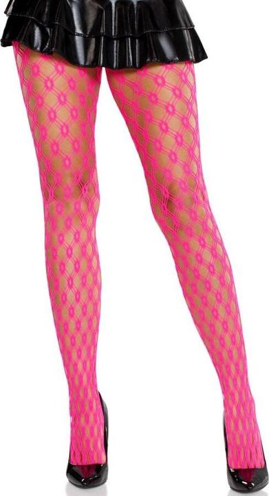 Actual product image Leg Avenue - Lace Tights With ã-Sen Neon Pink (One size)