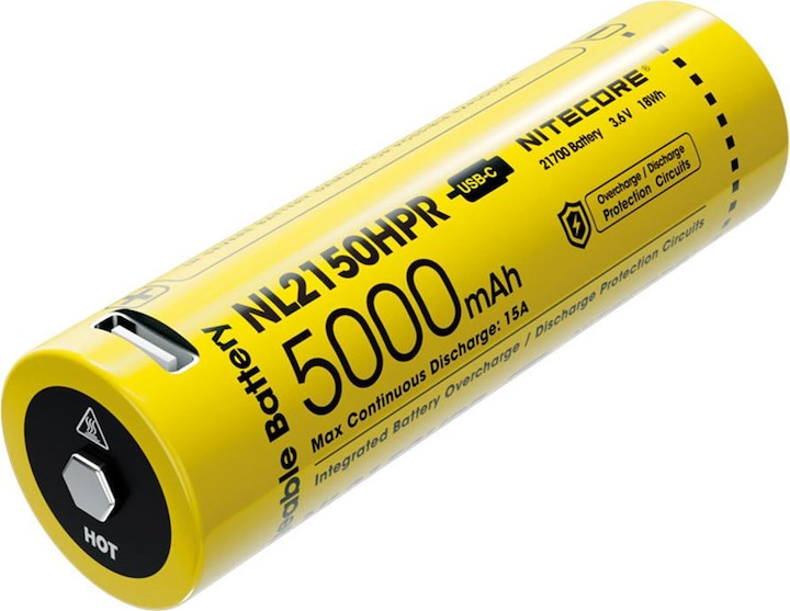 Actual product image Nitecore Li-Ion battery 21700, 5000mAh, NL2150HPR USB-C