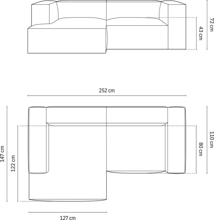 Actual product image Micadoni Modular Left Corner Sofa, "Nuria", 3 Seats, 147x252x72 Made in Europe (Corner sofa, Modular sofa)