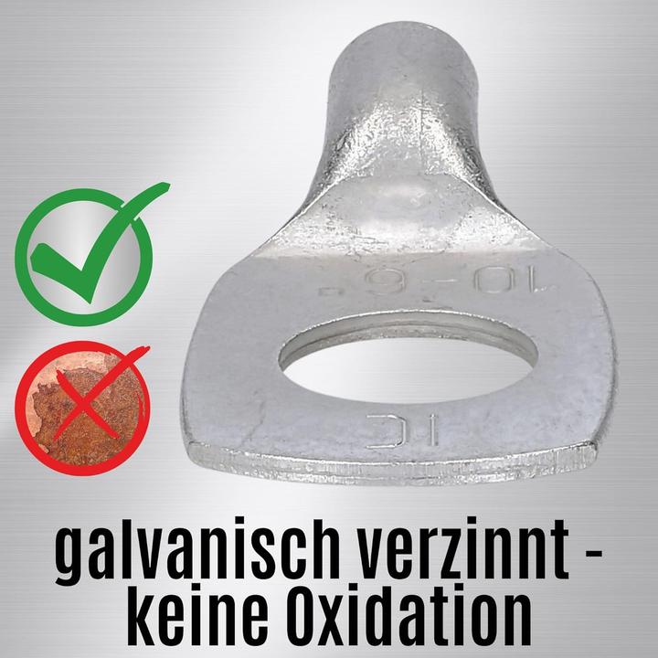 Produktbild Kalitec 10 Stück HR6-10 Handelsübliche Rohrkabelschuhe 6mm² M10 I ohne Sichtloch I Made in Germany