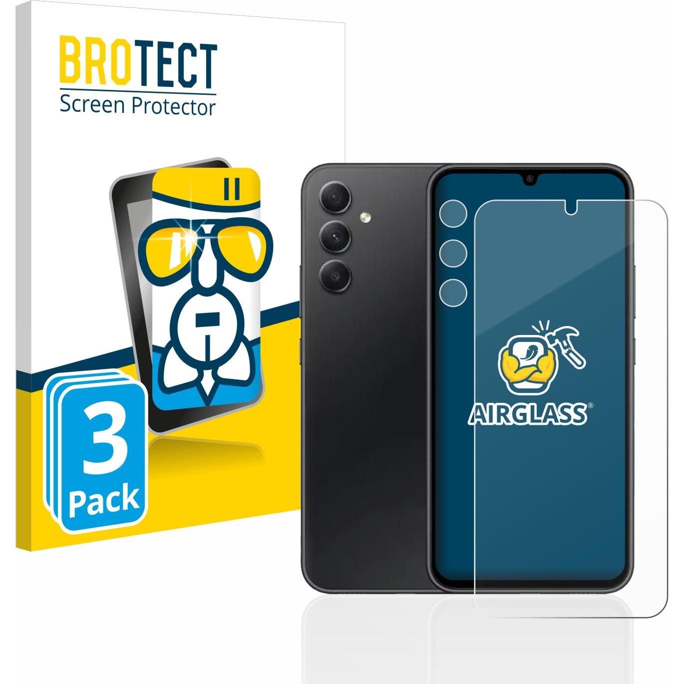 BROTECT AirGlass Panzerglasfolie (3 Stück, Samsung Galaxy A34 5G), Smartphone Schutzfolie, Transparent