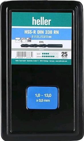 Produktbild Heller HSSR SpiralbohrerSatz (10 mm, 10.5 mm, 11 mm, 11.5 mm, 12 mm, 12.5 mm, 7 mm, 7.5 mm, 8 mm, 8.5 mm, 9 mm, 9.5 mm, 4 mm, 4.5 mm, 5 mm, 5.5 mm, 6 mm, 6.5 mm, 1 mm, 1.5 mm, 2 mm, 2.5 mm, 3 mm, 3.5 mm, 13 mm)