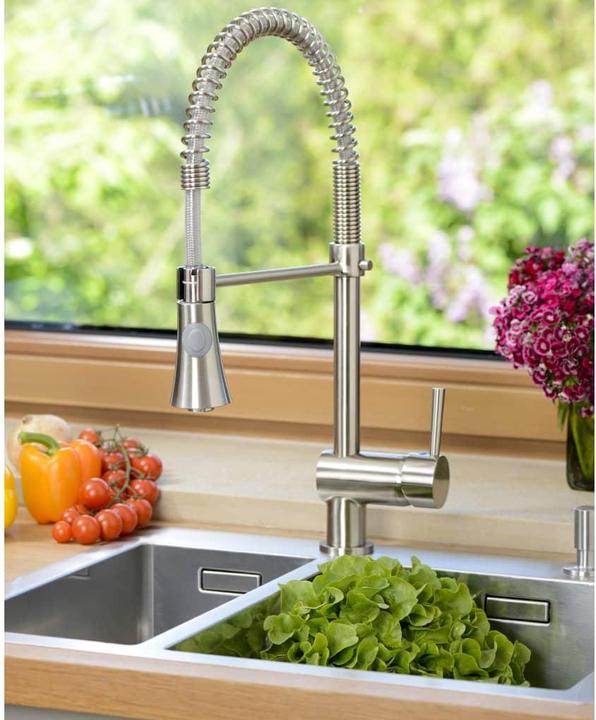 Actual product image Schütte Kitchen tap CORNWALL spiral spring sink mixer stainless steel look swivelling 79155
