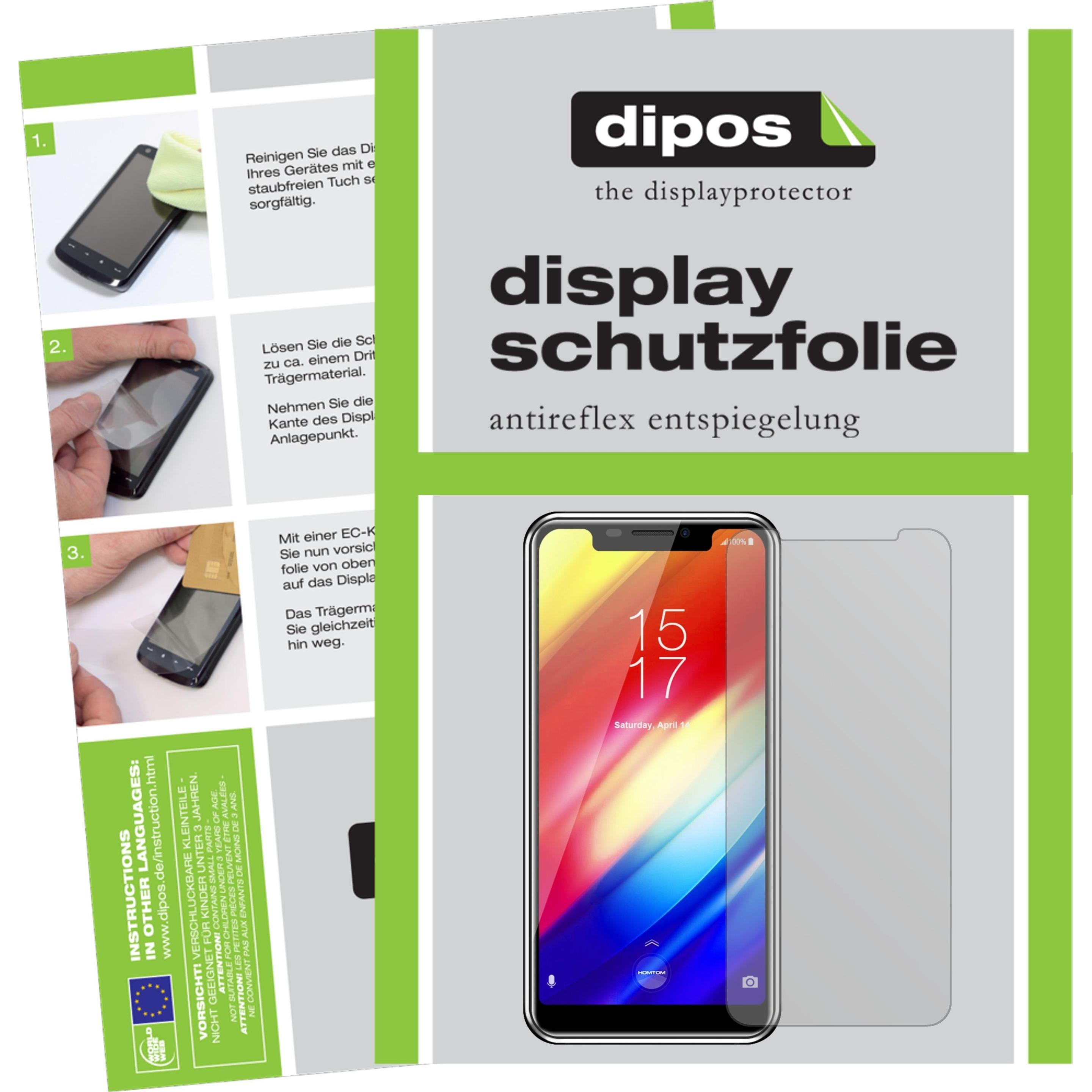 Dipos Displayschutzfolie Antireflex (2 Stück, HomTom H10), Smartphone Schutzfolie, Transparent