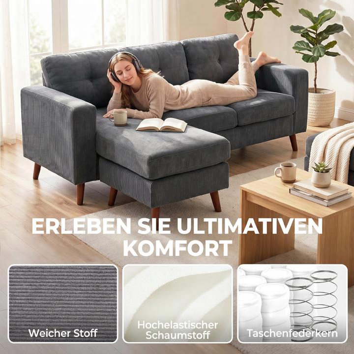 Immagine prodotto Homcom Ecksofa Polyester Dunkelgrau (3 posti, Divano ad angolo)