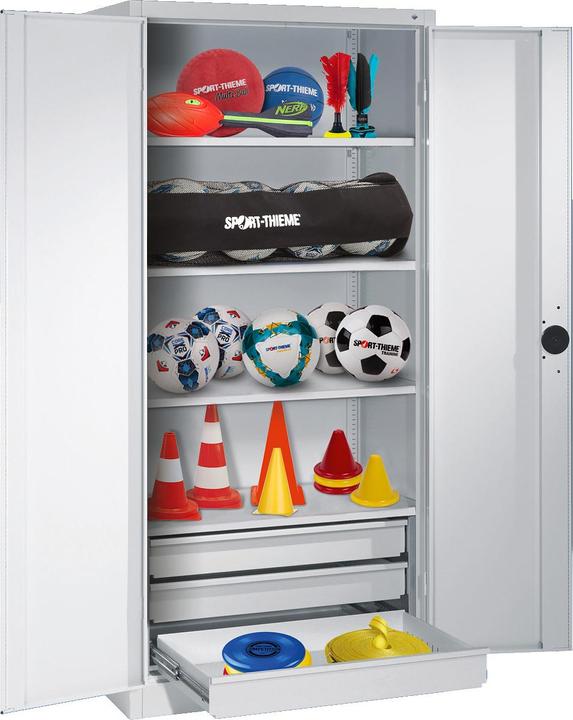Produktbild C+P Sportgeräteschrank mit Schubladen (HxBxT: 195x120x50 cm, mit Vollblech-Flügeltüren, Typ 4)