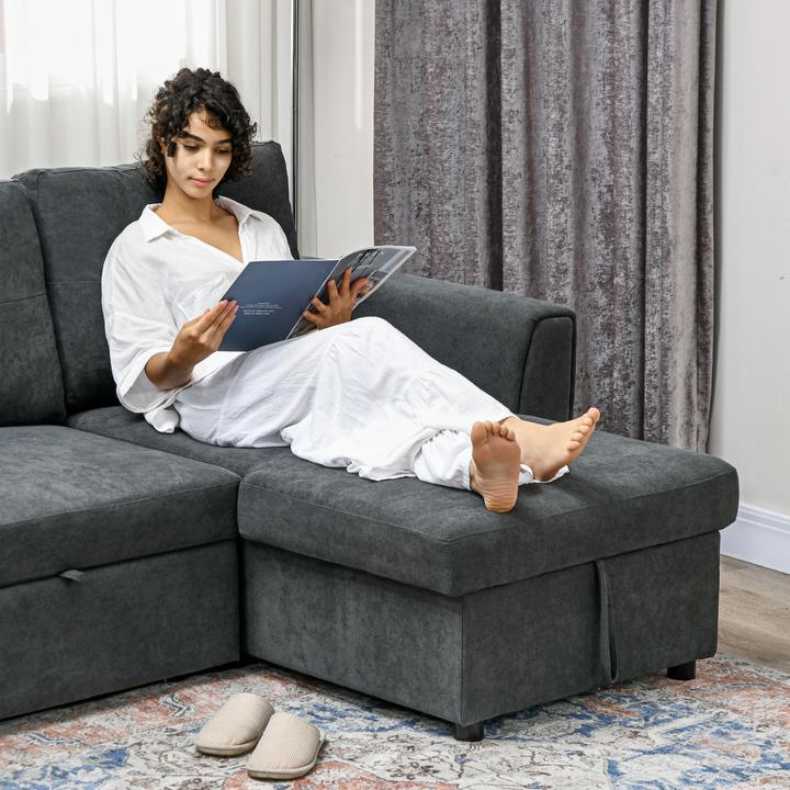 Produktbild Homcom Schlafsofa Polyester Dunkelgrau (3-Sitzer)