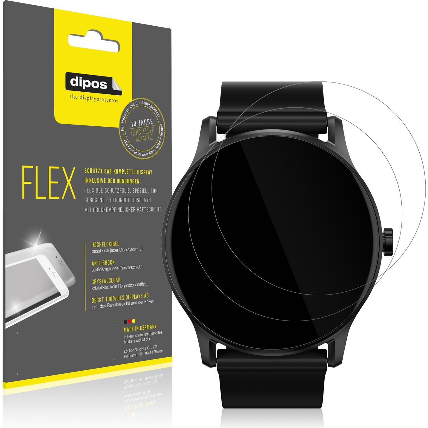 Dipos Displayschutzfolie Full-Cover 3D, Smartwatch Schutzfolie, Transparent