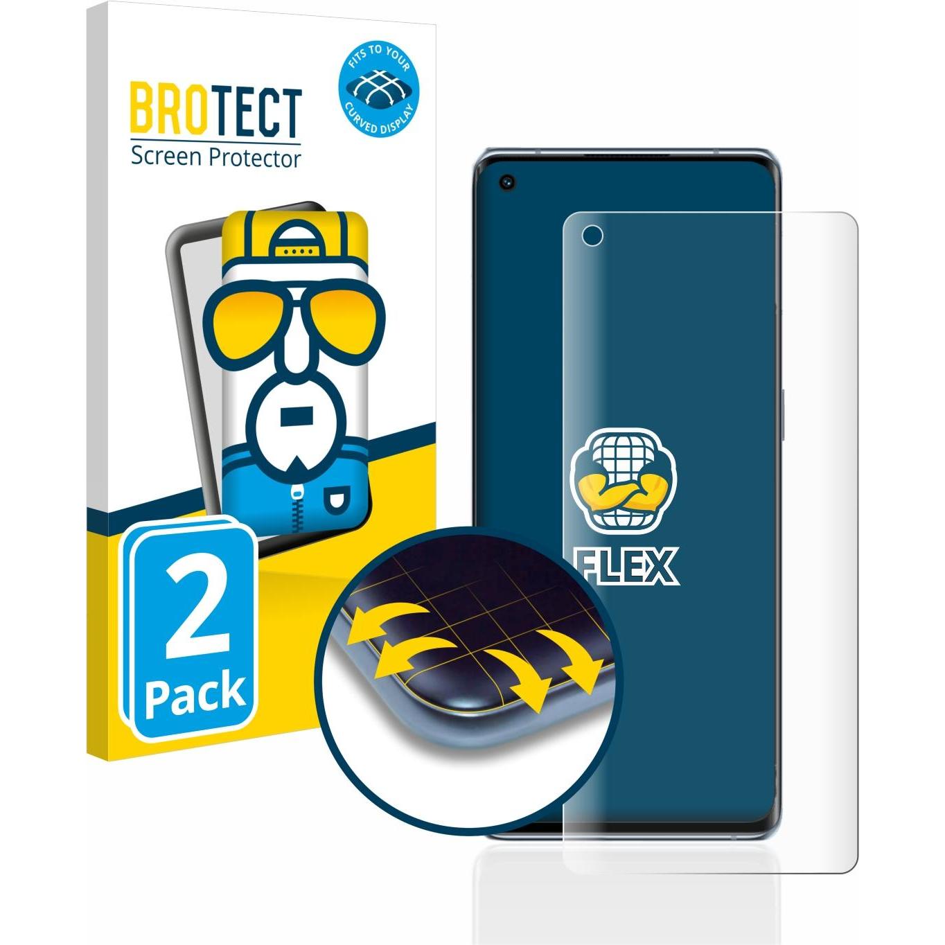 BROTECT Full-Cover Displayschutz (2 Stück, Oppo Reno 6 Pro 5G), Smartphone Schutzfolie, Transparent