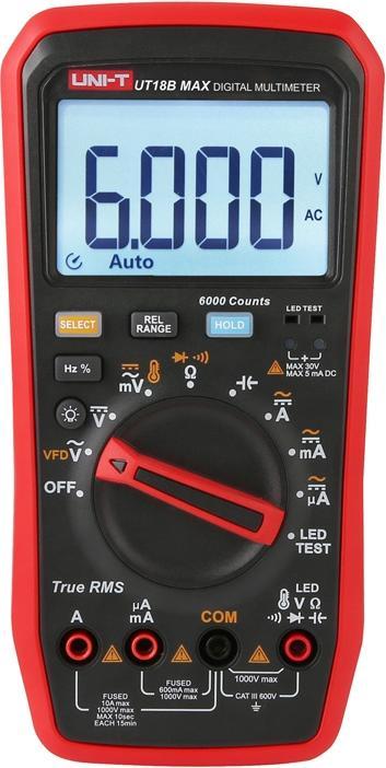 Produktbild Uni-T True RMS UT18B MAX Digital Multimeter (CAT III 600V, Hand-Multimeter)