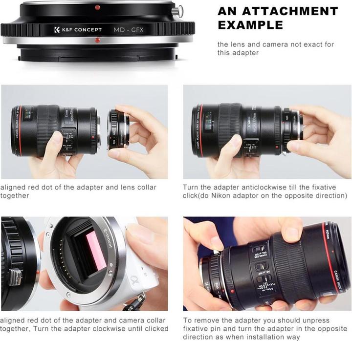 Produktbild K&F Concept High Precision Lens Adapter Mount, MD-GFX