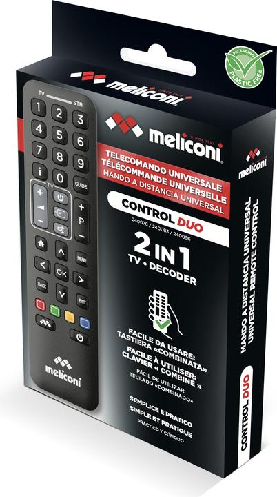 Image du produit Meliconi Control 2+ IR Wireless TV Remote Control, Set-top box TV Buttons (Infrarouge)